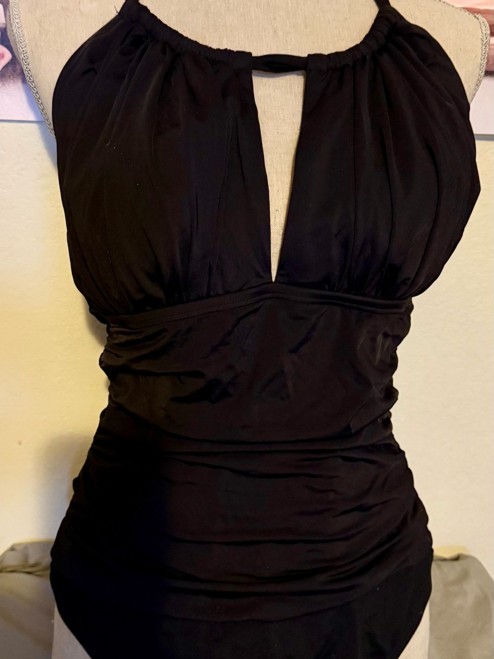 Kenneth Cole Black One-Piece Halter Swimsuit